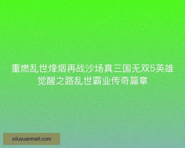 重燃乱世烽烟再战沙场真三国无双5英雄觉醒之路乱世霸业传奇篇章